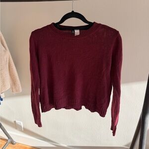 Divided Deep Wine Crew Neck Sweater